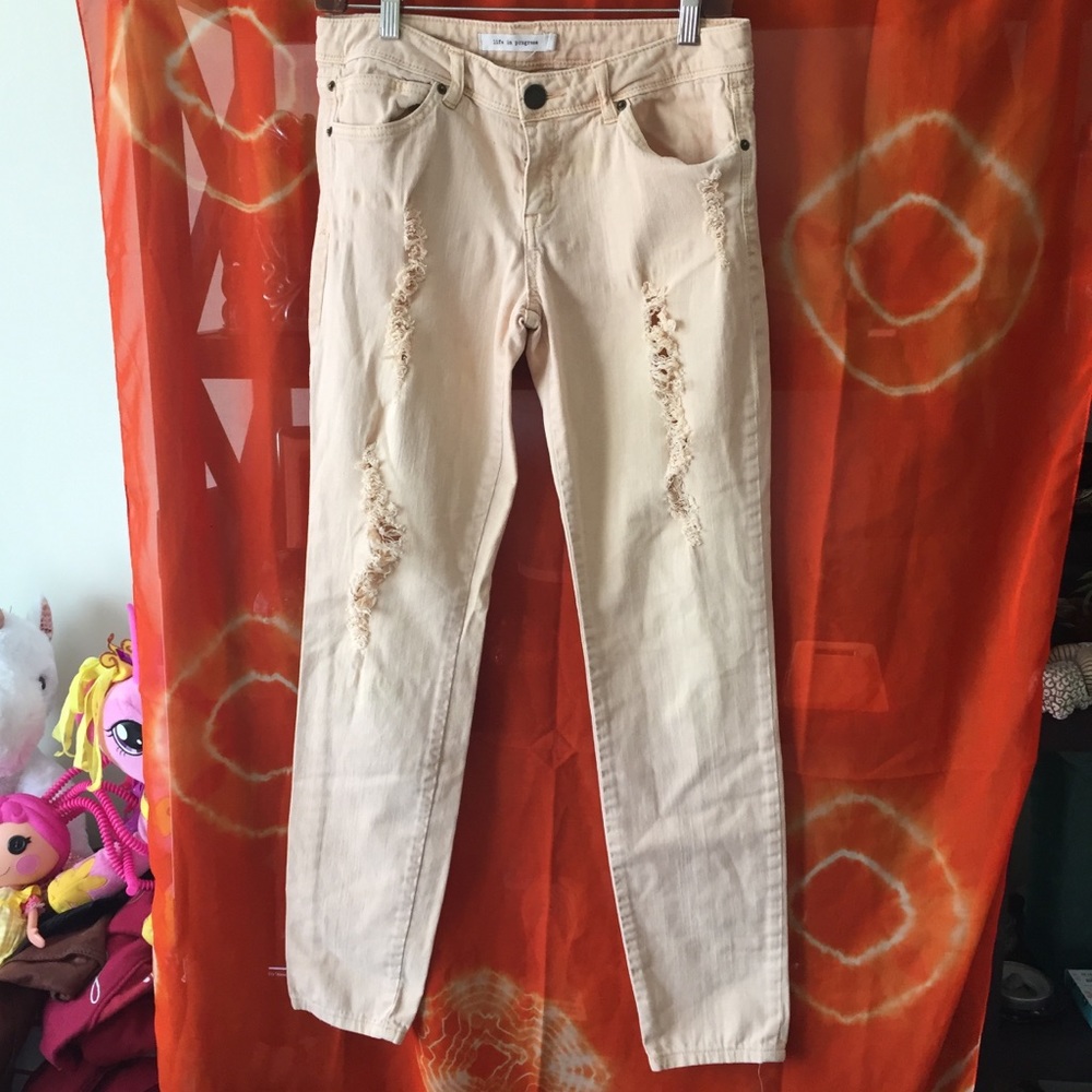 Life In Progress Distressed Jeans Yellow 28.